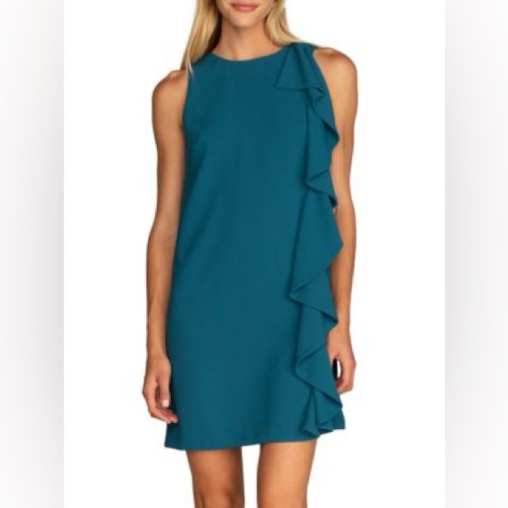 Trina Turk Teal Ruffle Dress Size XL